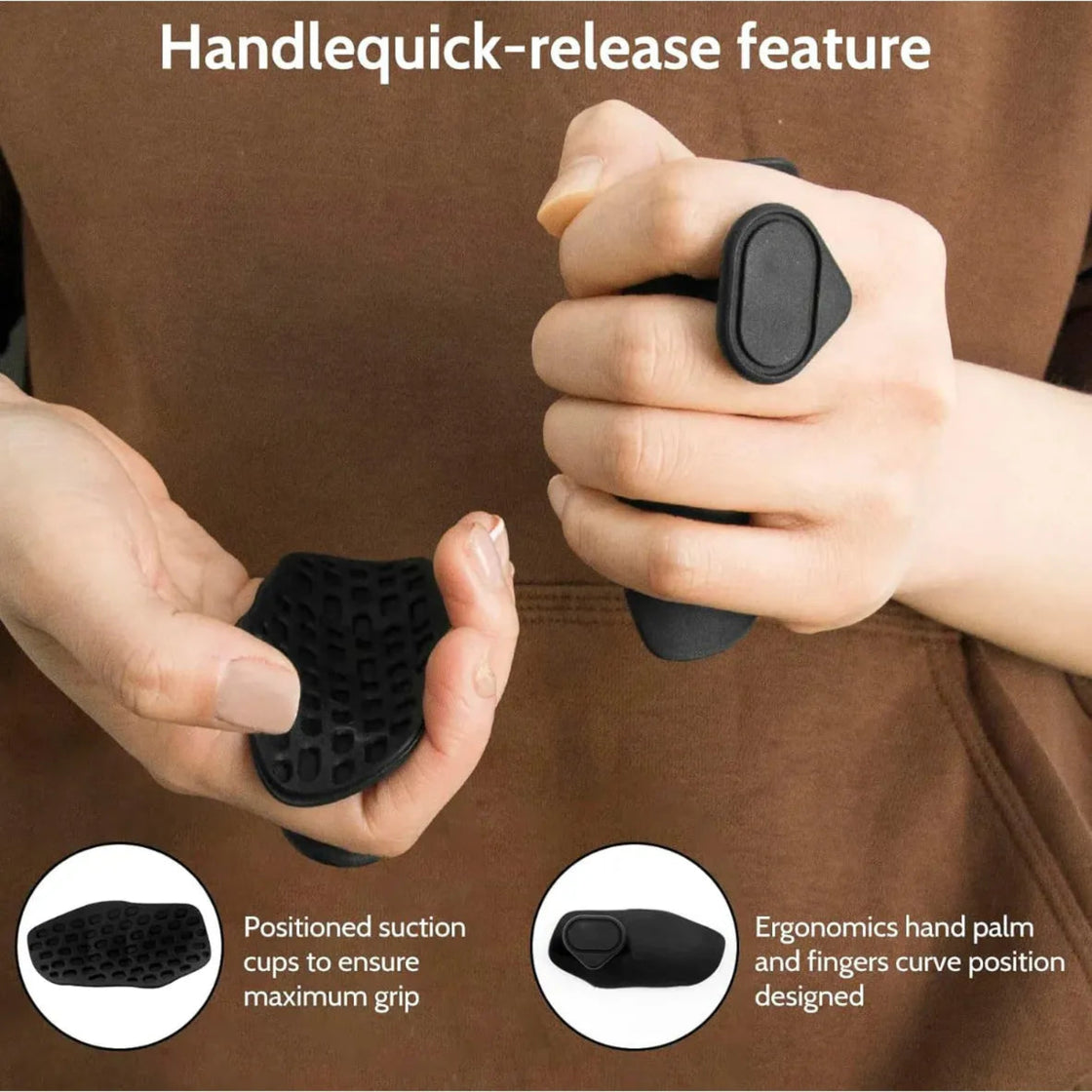 Person using the gloves with quick-release handle with ergonomic design.